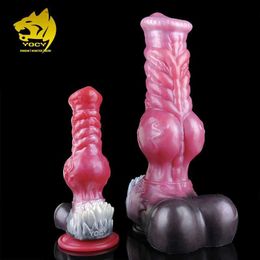 Other Massage Items Yocy Giant Wolf Dildo 9.5cm thick knot dog penis big rooster anal sex toy Q240329