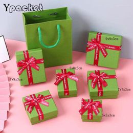 Jewellery Pouches Green Organiser Box Engagement Ring For Earrings Necklace Pendant Bracelet Carrying Case Ribbon Gifts Packing 48Pcs