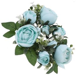 Decorative Flowers European Simulated Rose Candlestick Garland Valentine's Day Table Party Decoration (white) Wreath For Pillars Candelabra