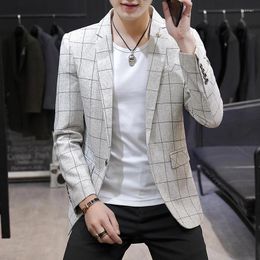 Men's Suits Explosive Formal Casual Plaid Comfortable Suit Slim Single Trend Fashion Four Seasons Coat Men