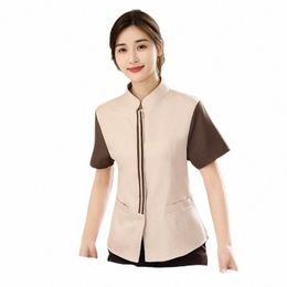 cleaning Service Uniform Short-Sleeved Summer Catering Property Cleaner Work Clothes Hotel Room Waiter Workwear C0hL#