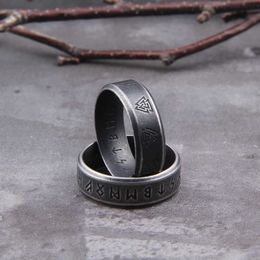 316L Stainless steel Odin Norse Viking Amulet Rune Fashion Style MEN and women fashion words RETRO Rings Jewelry with wooden box P239B
