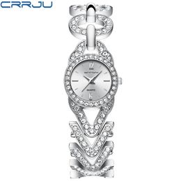 cwp 2021 Women Watches CRRJU reloj mujer Classic Fashion bling Diamond Bracelets Dress WristWatch for Ladies stainless steel Clock2464