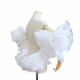organza Rose Fr Romantic Wedding Wrap Ruffles New Bridal Bolero Jacket Handmade Shawl Bride Accories P7T9#