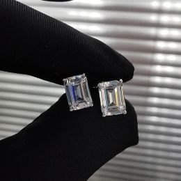 Earrings Emerald cut 2ct Diamond Stud Earring 100% Real 925 sterling silver Jewellery Engagement Wedding Earrings for Women Bridal Bijou