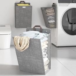 Laundry Bags Wall Hanging Basket Collapsible Hamper Handle Space-Saving Foldable Storage Dirty Washer Organiser Bins