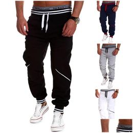 Men'S Pants Mens 4 Colours Casual Contrast Colour Stitching Sports Trousers Streetwear Fashion Track Men Jogger Drop Delivery Apparel C Dh2Ra