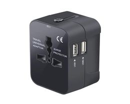 World Wide 100250V 6A Universal Travel Adapter USEUUKAU Multi Plug Charger With Dual USB 2 Ports3993238