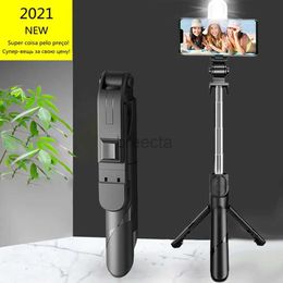 Selfie Monopods 2024 NEW Bluetooth Wireless Selfie Stick Mini Tripod Extendable Monopod with fill light Remote shutter For IOS Android phone 24329