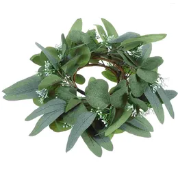 Candle Holders 2 Pcs Candles Small Eucalyptus Wreath Rings Household For Spring Table Centrepieces Wedding