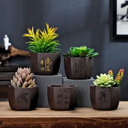 Planters Purple Sand Orchid Flower Pot Vintage Breathable Indoor Gentleman Orchid Bamboo Pot Coarse Pottery Green Plant Bonsai Small Pot