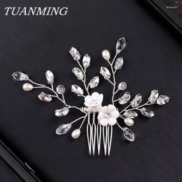 Hair Clips Crystal Comb Wedding Accessories Bridal Pearl Combs Golden Flower Headband For Women