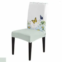 Chair Covers Watercolour Flower Plant Butterfly Cover Set Kitchen Stretch Spandex Seat Slipcover Home Decor Dining Room