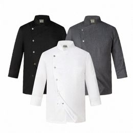 white Chef Jacket Lg Sleeve chef uniform Cook Coat Chef T-shirt Baker Work Uniform Waiter Restaurant Hotel Clothes women Logo y127#