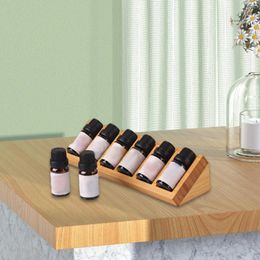 Storage Bottles Essential Oil Display Rack 6 Slots Bamboo Durable Diffuser Stand Nail Polish Collection Table Perfume Organiser Shelf Holder