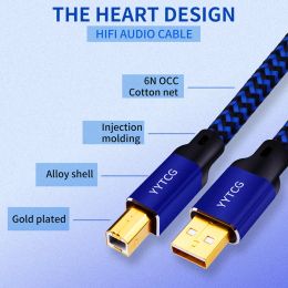 YYTCG Hifi USB Cable DAC A-B A-C A-A C-B C-C Alpha 6N OCC Digital AB Audio A to B high-end Type A to Type B Hifi Data Cable