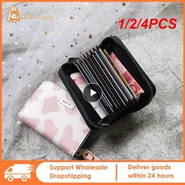 Wallets 1/2/4PCS Multi-card Slot Short Small Coin Purse Ladies Mini Wallet Tri-fold Cartoon Cow Pattern Women's Card Holder