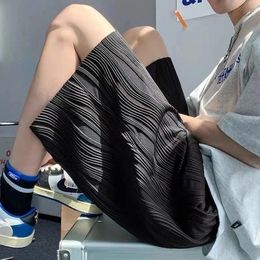 Casual Shorts For Men Korean Versatile Ice Summer Mens Sports Gym Hombre Solid Loose Black 240327