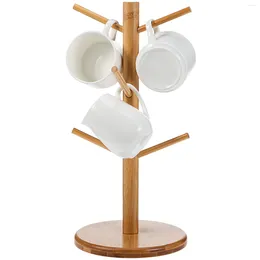 Kitchen Storage Bamboo Cup Holder Coffee Mug Rack Racks For Counter Stand Tree Countertop