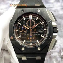 AP Iconic Wristwatch Royal Oak Offshore Series 26405CE Black Ceramic Mens Watch Blue Needle Timing Mechanical Watch 44mm