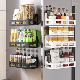 Kitchen Storage Magnetic Shelf Punch-Free Wall-Mounted Seasoning Plastics Organiser Rack Refrigerator Side Shelves