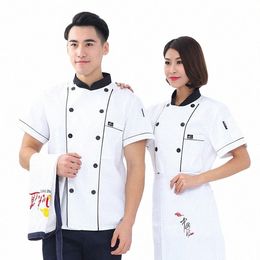 summer Men Women Catering Working Uniforms Restaurant Hotel Waiter Chef Cuisine Kitchen Cooking Jackets Overalls Clothing H3Rw#