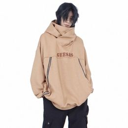 japanese Streetwear Letter Embroidered Ninja Hoodies For Men 2024 New Hip Hop Turtleneck Sweatshirts Hombre Y2K Vintage Hoodie 07a1#