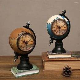 Table Clocks Useful Study Room Desk Retro Globe Shape Piggy Bank Durable Clock Ornament European And American Style For Living
