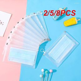 Storage Bags 2/5/8PCS Portable Mask Box Waterproof Zipper Bag Transparent Reusable Clean Health For Home Bedroom