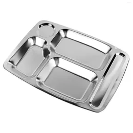 Dinnerware Sets Stainless Steel Dinner Plate Kitchen Tableware Flatware Divided Serving Tray Household Student