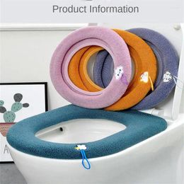 Toilet Seat Covers Cushion With Handle Thickened Washable Velvet Cover Household Chair Two-piece