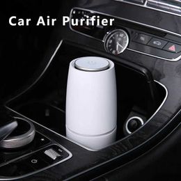 Air Purifiers 2024Car Air Purifier Mini Small Home Desktop Odour Removal PM2.5 Negative Ion Aromatherapy Air Cleaner for VehiclesY240329