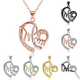 Pendant Necklaces Selling Sier Gold Plated Mom Necklace Womens Two Tone Chain Jewellery Mothers Day Gifts 45Cm Drop Delivery Pendants Dhtxv