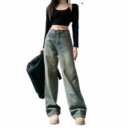 xpqbb Vintage Wide Leg Jeans for Women Streetwear High Waist Loose Straight Denim Pants Female 2024 Spring Wild Casual Trousers 74p5#