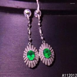 Dangle Earrings KJJEAXCMY Fine Jewellery Natural Emerald 925 Sterling Silver Classic Girl Gemstone Earbob Support Test