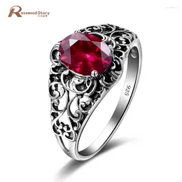 Cluster Rings Classic Luxury Solid 925 Sterling Silver Ring 3Ct Lab Ruby Stones Crystal Butterfly Wedding Jewelry Engagement For Women