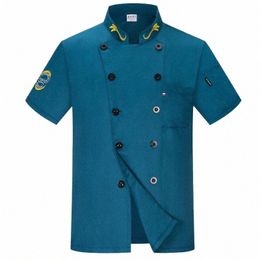 chef Jacket Men and Women Short/Lg Sleeve Cook Shirts Ear of Wheat Embroidery Restaurant Hotel Uniform N0Gf#