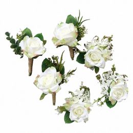 lovegrace Wedding Men Groom Corsages and Boutnieres White Rose Silk Vintage Brooch Party Bridal Prom Decorati Accories 56aC#