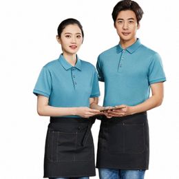 hotel Catering Waiter Workwear T-shirt Short Sleeve Restaurant BBQ Hot Pot Restaurant Supermarket Summer Workwear Customizati U8DN#