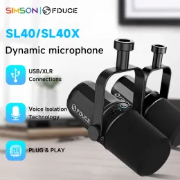 FDUCE SL40X/SL40 USB/XLR Dynamic Microphone With Built-in Headset Output Sound Insulation,For Podcasts,Games, Live Broadcast