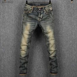 Men's Jeans 2023 Spring/Summer New Classic Retro Elastic Jeans for Mens Casual Comfort Large Size High Quality Feet PantsL2403