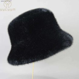 Beanie/Skull Caps Fake mink skin beret elegant womens winter hat new design fashionable artificial fur hat knitted warmth fake mink skin bean hatL2403