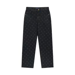 Top Designer L Jeans da uomo Pantaloni casual da donna da uomo di lusso Comodi pantaloni sportivi da esterno Classico elastico lavato Accessori hardware originali Logo decorativo