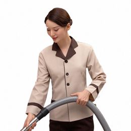 aunt Hotel Cleaning Service Uniform Lg-Sleeved Property Cleaner Autumn and Winter Clothing Guest Room Waiter Workwear PA Clean O1uQ#