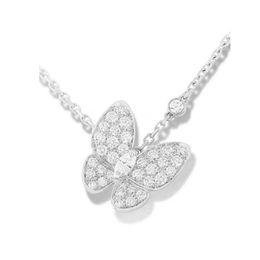 Designer Brand Van Full Diamond Butterfly Necklace for Women Pure Silver Plated 18K Rose Gold Color White Beimu Pendant with Collar Chain With logo