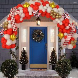 Party Decoration 1 Set Christmas Balloons Arch Red Sand White Gold Balloon Garland Kit Candy Cane Star Foil Ballon Paerty Decor Globos