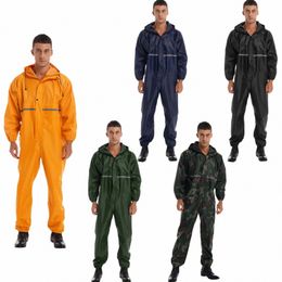 cjoined Raincoat overalls Hooded Men and Women Fissi Rain Suit Hooded Gear Reflective Unisex Raincoat Workwear Safety Suits 38xh#