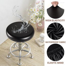 Chair Covers PU Round Cushion Cover Bar Stool Slipcover Waterproof Lifting Dust Elastic Salon Seat Protector