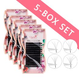 Eyelashes 5pcs Yelix Easy Fanning Eyelash Extensions Wholesale Volume Lashes Mix Camellia Bloom Lash Extension Supplies Pink Eyelash Box