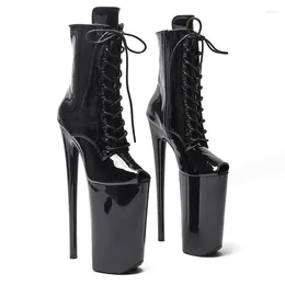Dance Shoes 26CM/10inches Black Leather Upper Modern Pole High Heel Platform Sexy Nightclub Women's Ankle Boots 021